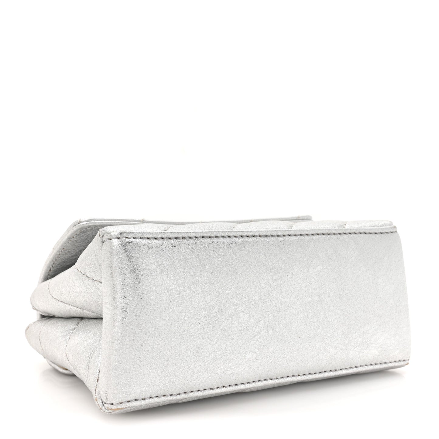Metallic Calfskin Diagonal Quilted Jackhammer 17 Shoulder Bag Silver