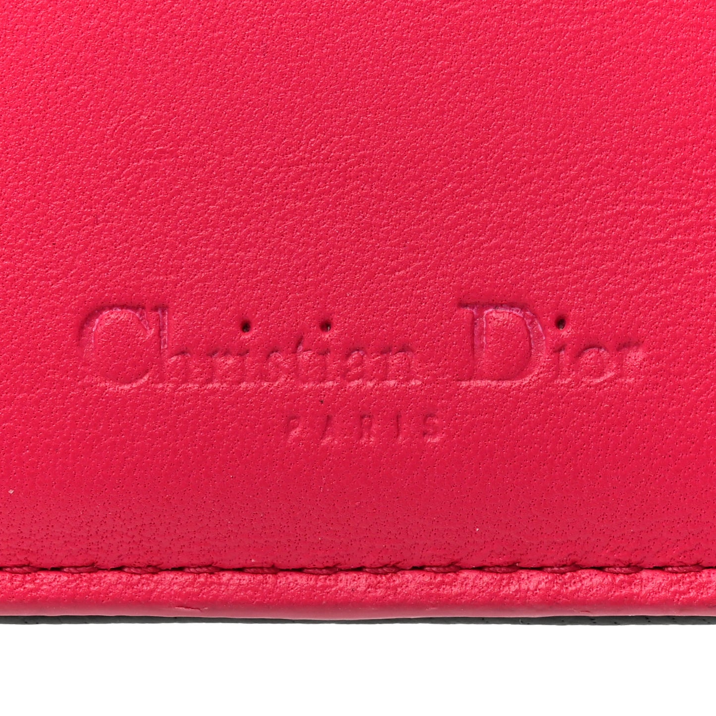 Lambskin Cannage Bi-Color Lady Dior Flap Card Holder Black Pink