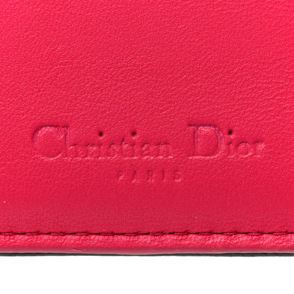 Christian Dior Lambskin Cannage Bi-Color Lady Dior Flap Card Holder Black Pink 6 of 10