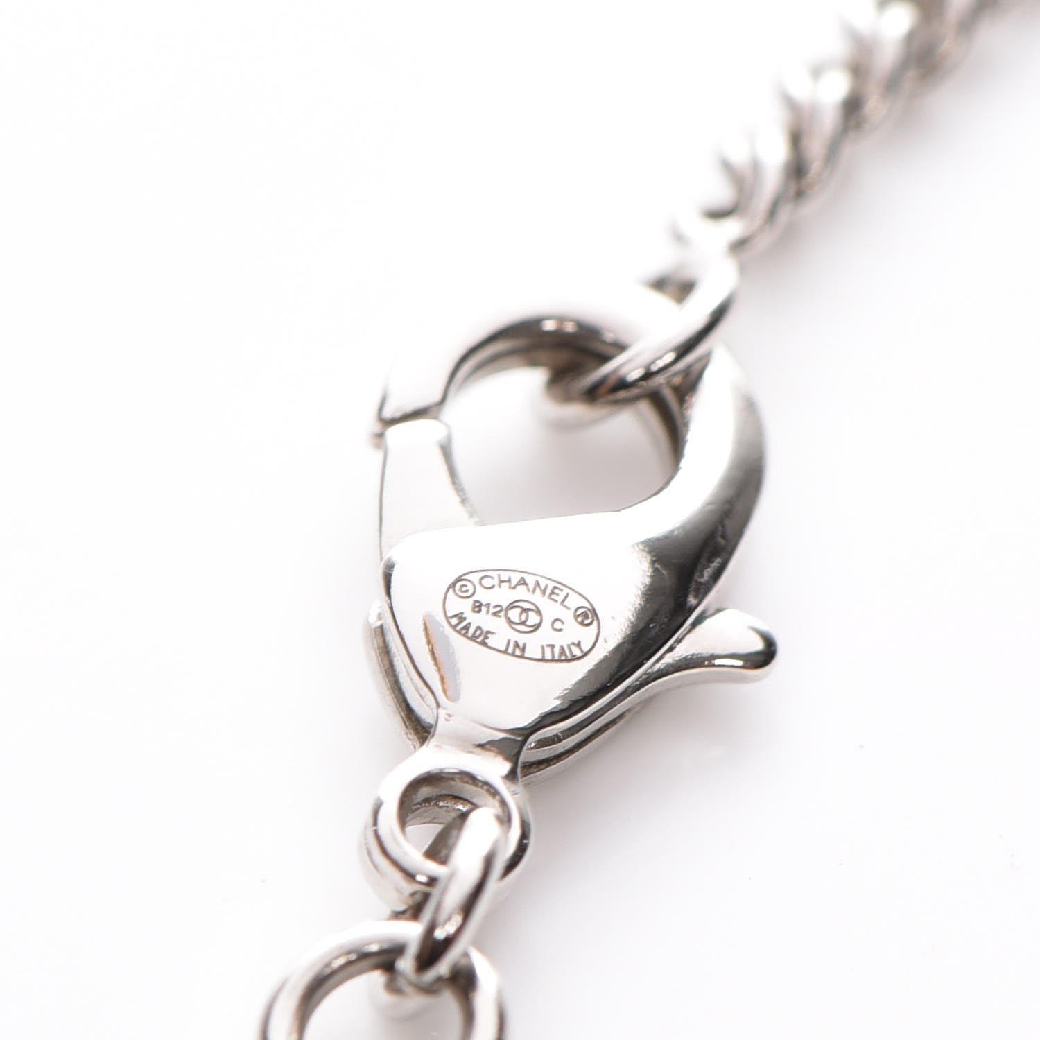 Chanel Swarovski Crystal Camellia CC Necklace Silver 4 of 5