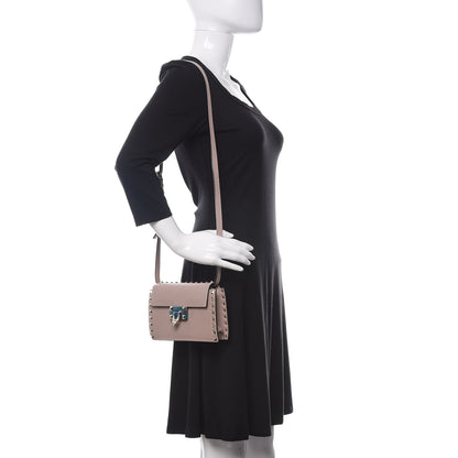 Valentino Garavani Pebbled Calfskin Small Rockstud Overlay Flap Shoulder Bag Poudre 2 of 9
