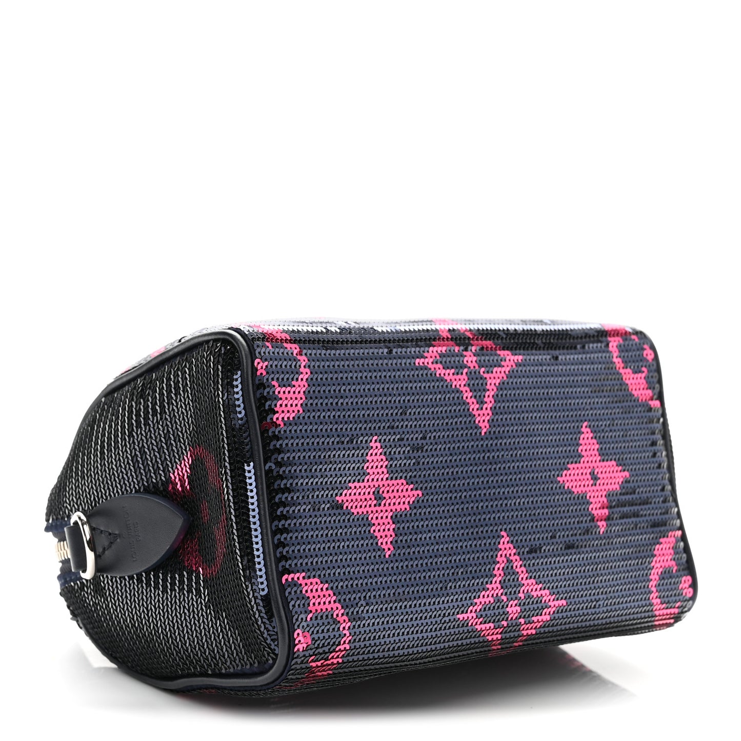 Giant Monogram Sequins Speedy Bandouliere 18 Navy Fuchsia