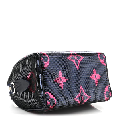 Louis Vuitton Giant Monogram Sequins Speedy Bandouliere 18 Navy Fuchsia 4 of 9