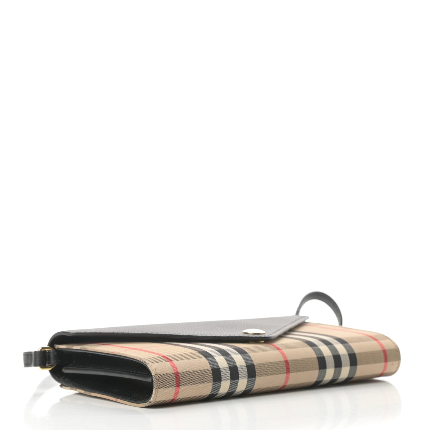 Grainy Calfskin Vintage Check Wallet With Detachable Strap Black