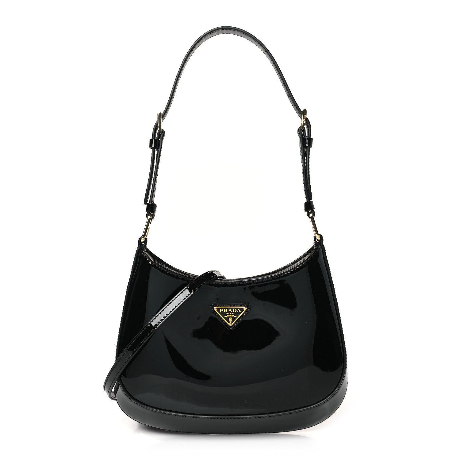 Prada Vernice Cleo Adjustable Strap Shoulder Bag Black 1 of 8