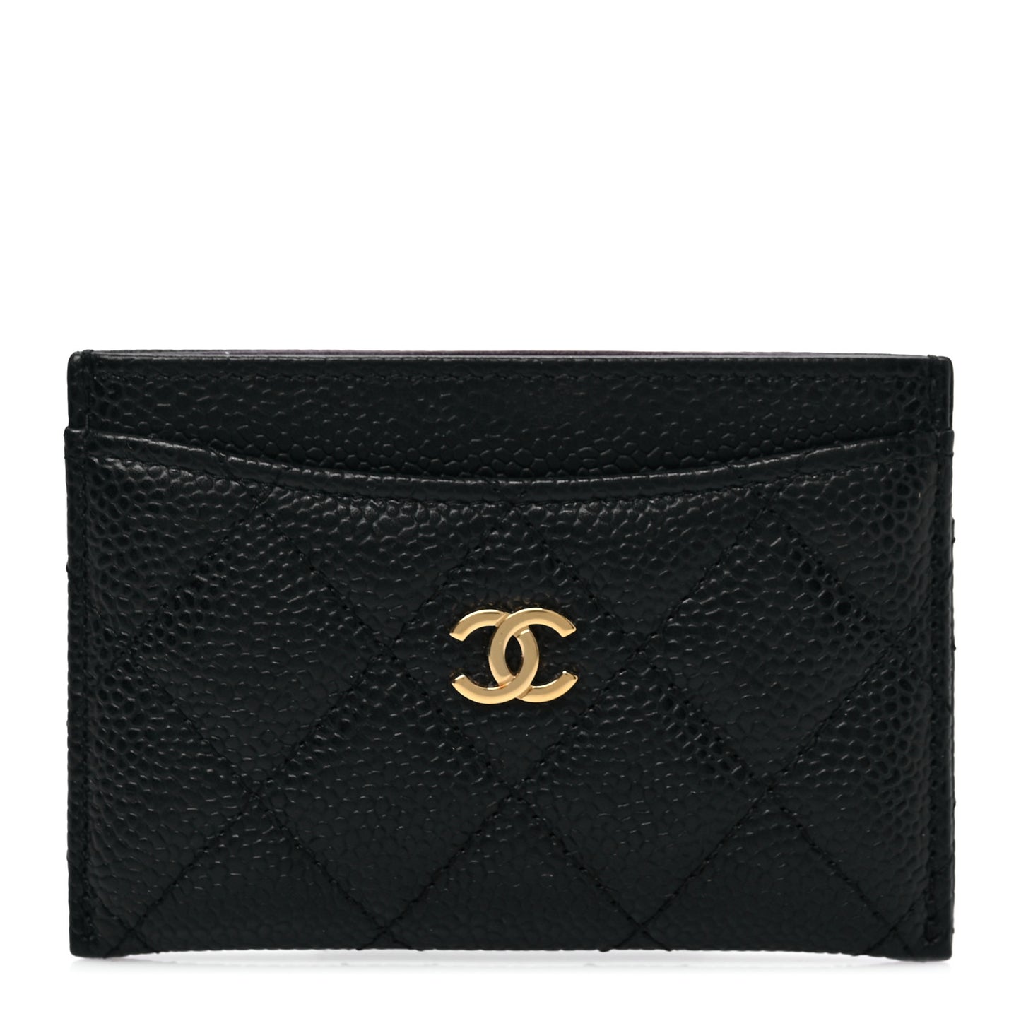 Caviar Quilted Card Holder Black