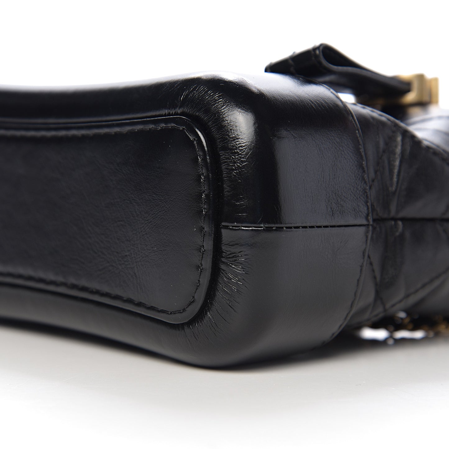 Aged Calfskin Quilted Small Gabrielle Hobo Black