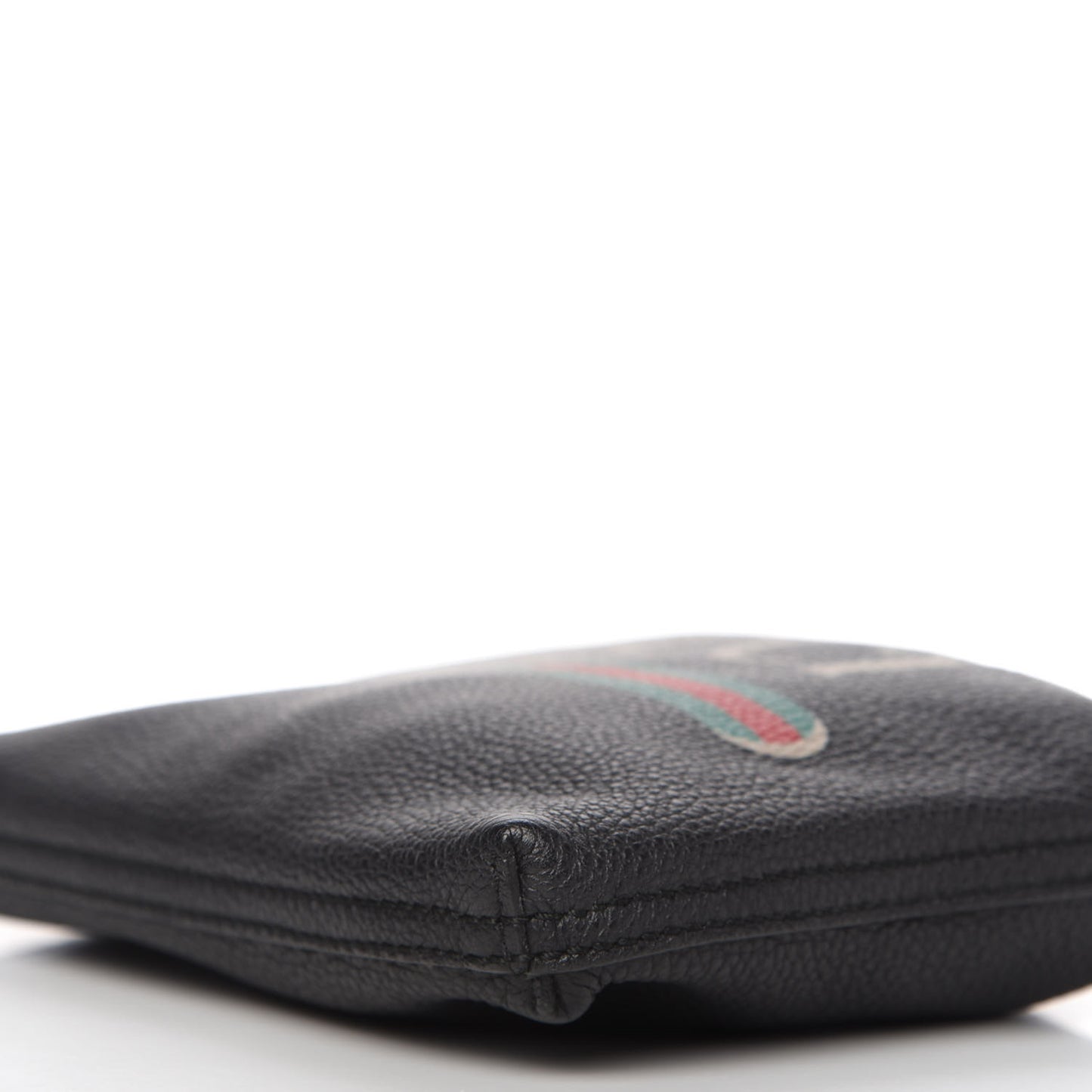 Pebbled Calfskin Medium Logo Portfolio Clutch Black