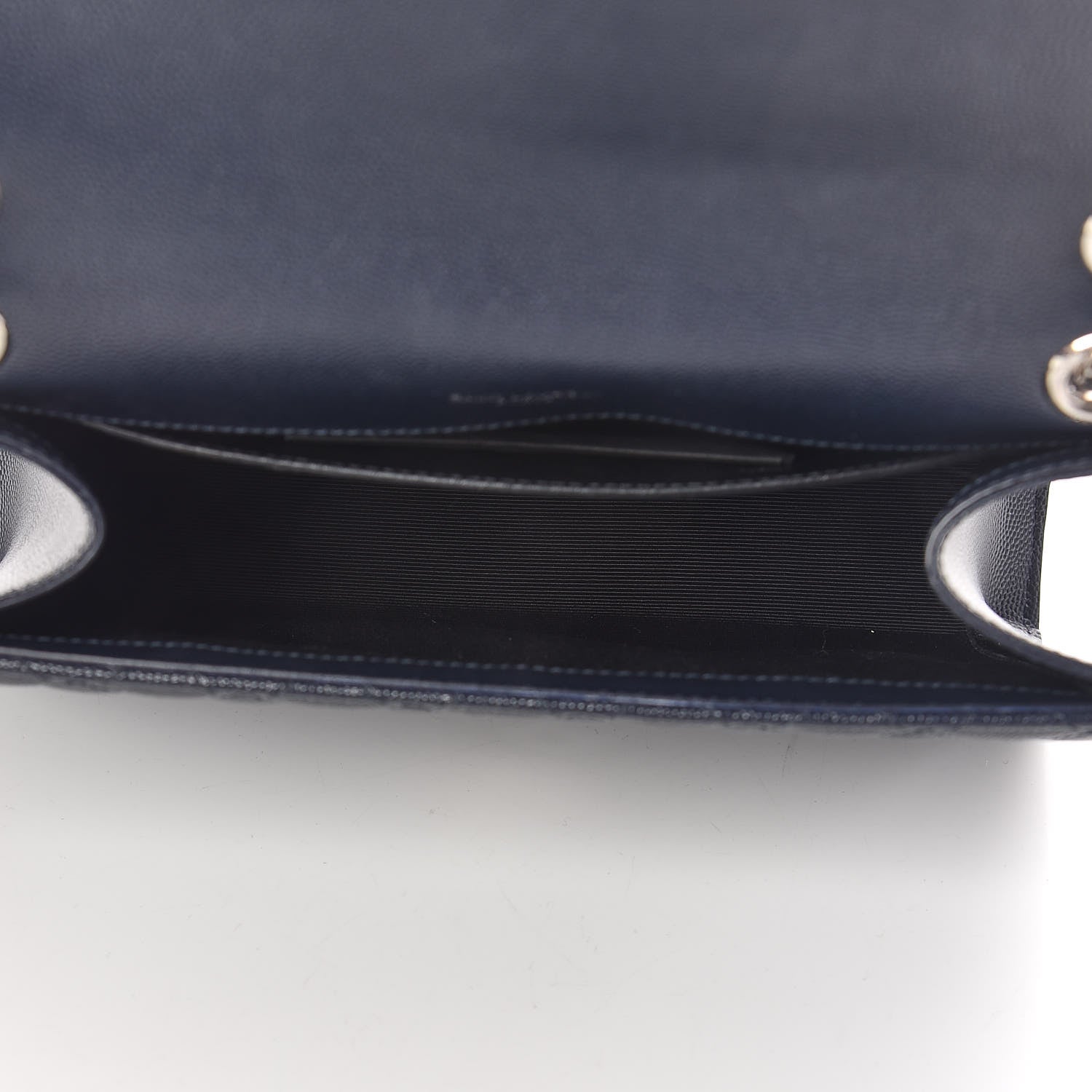 Saint Laurent Grain De Poudre Textured Mixed Matelasse Triquilt Medium Monogram Satchel Deep Marine 7 of 10