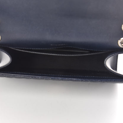 Saint Laurent Grain De Poudre Textured Mixed Matelasse Triquilt Medium Monogram Satchel Deep Marine 7 of 10