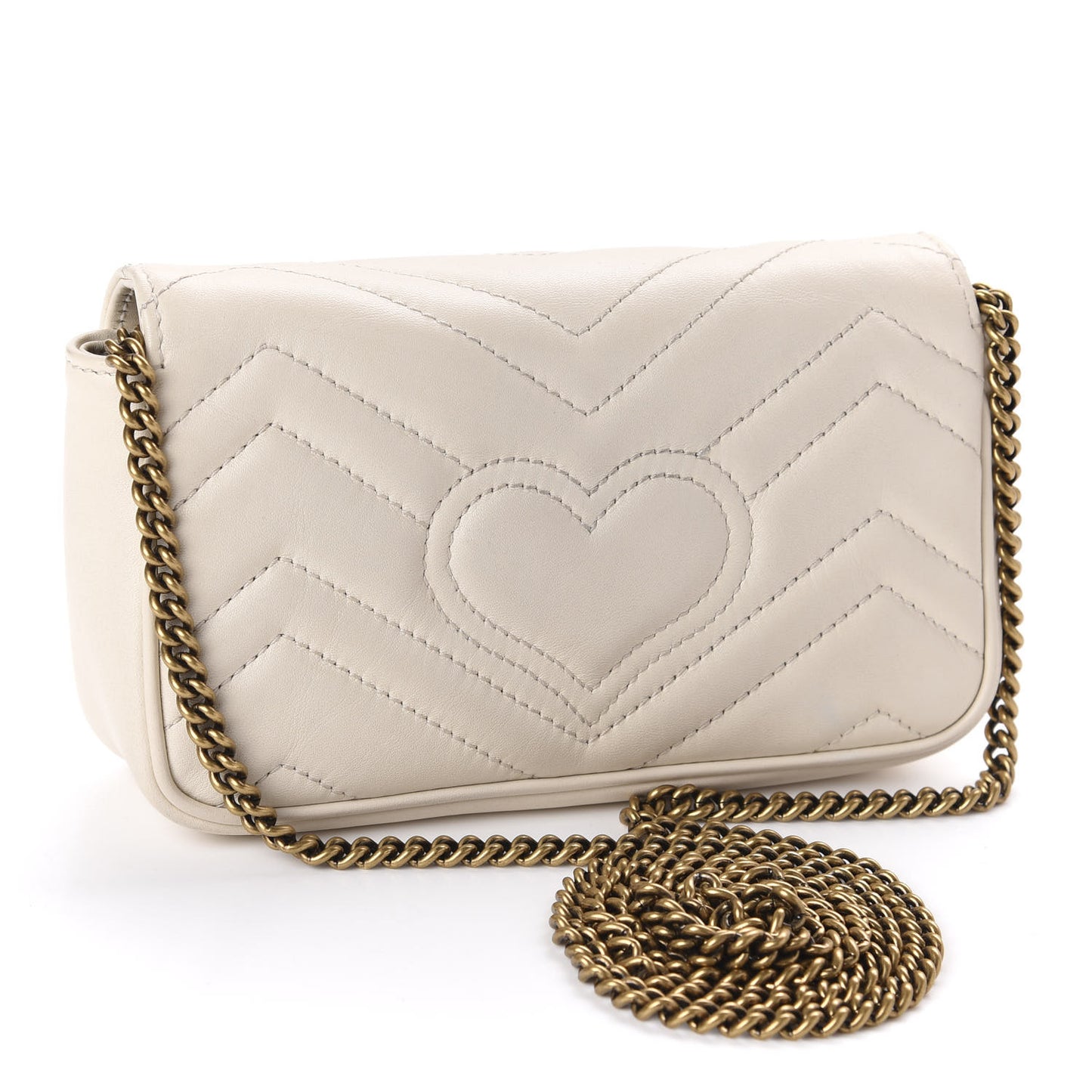 Calfskin Matelasse Super Mini GG Marmont Shoulder Bag White