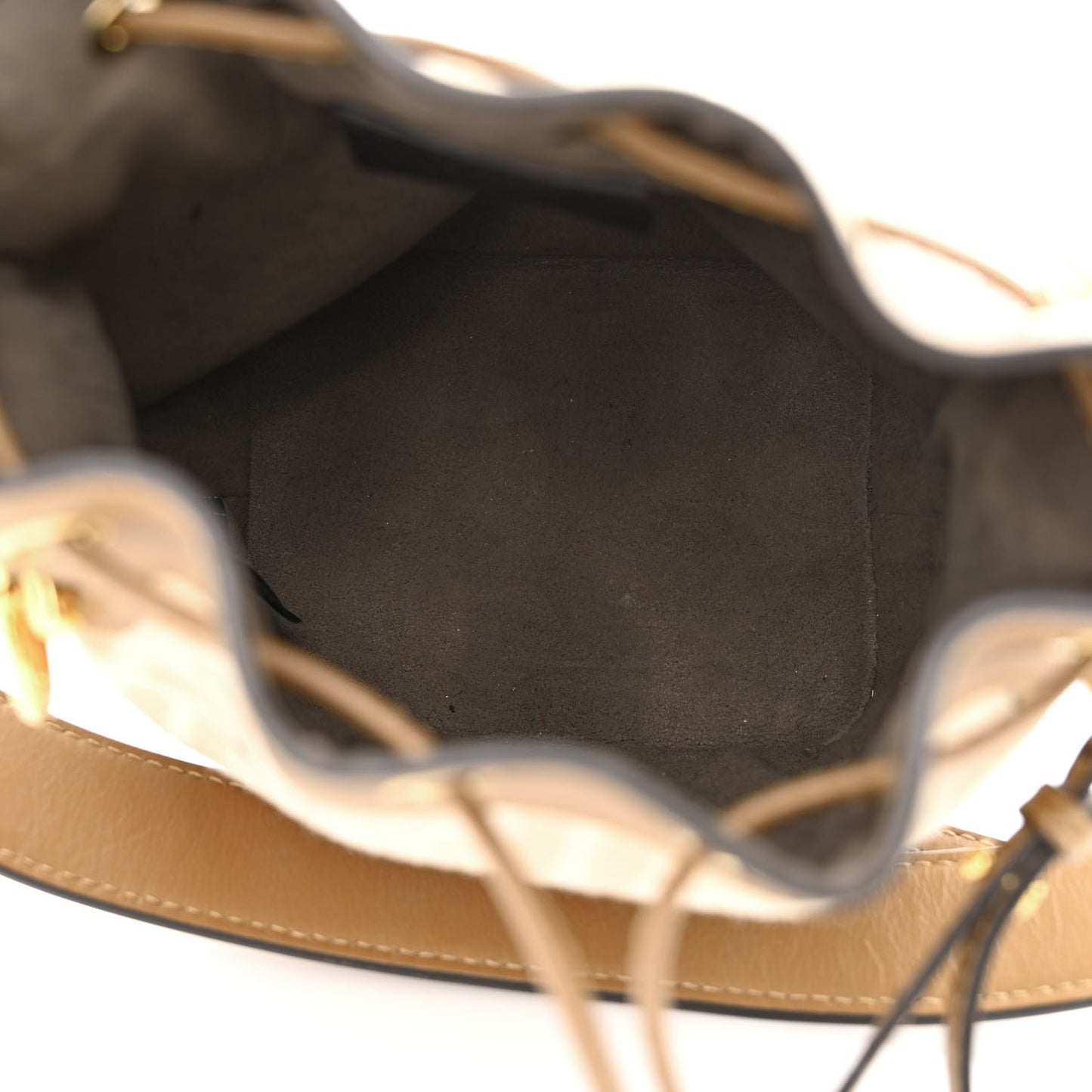 Wool Vitello King FF 1974 Mini Mon Tresor Bucket Bag Beige Cammello Sand