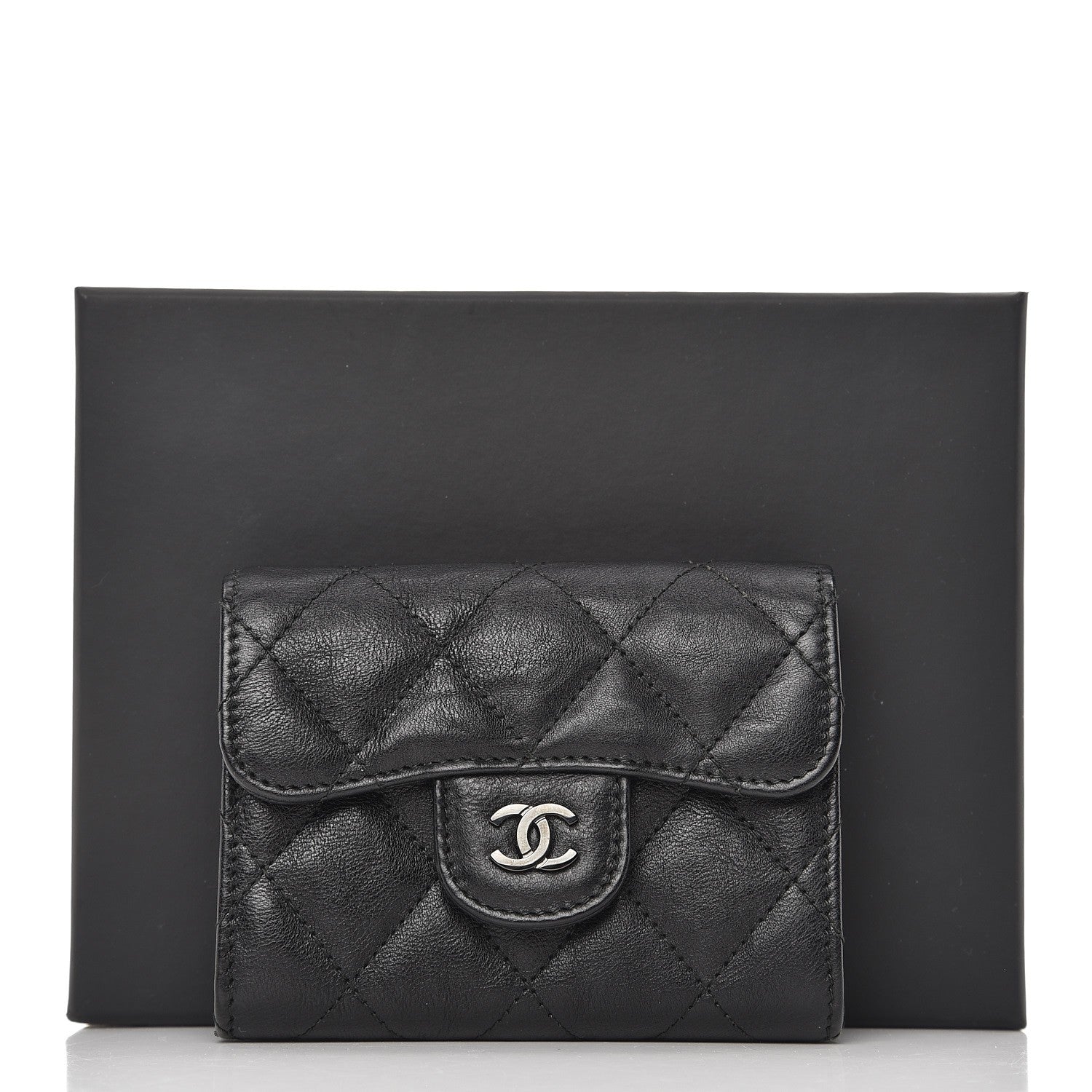Chanel Crumpled Calfskin Quilted Card Holder So Black 9 of 9