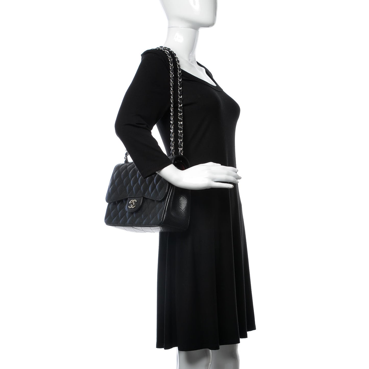 Caviar Quilted Jumbo Double Flap Black