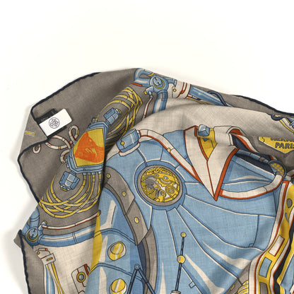 Hermes Silk Neo Brandebourgs Scarf 100 Naturel Jaune Marine 4 of 5
