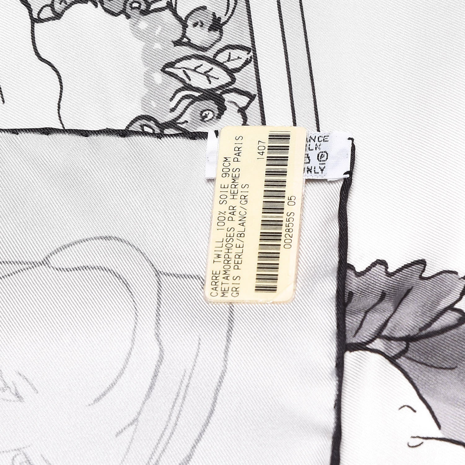 Hermes Silk Metamorphoses Par Paris Scarf 90 Gris Perle White Gris 5 of 5