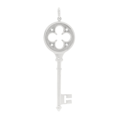 Tiffany 18K White Gold Diamond Quatrefoil Key Pendant 1 of 5