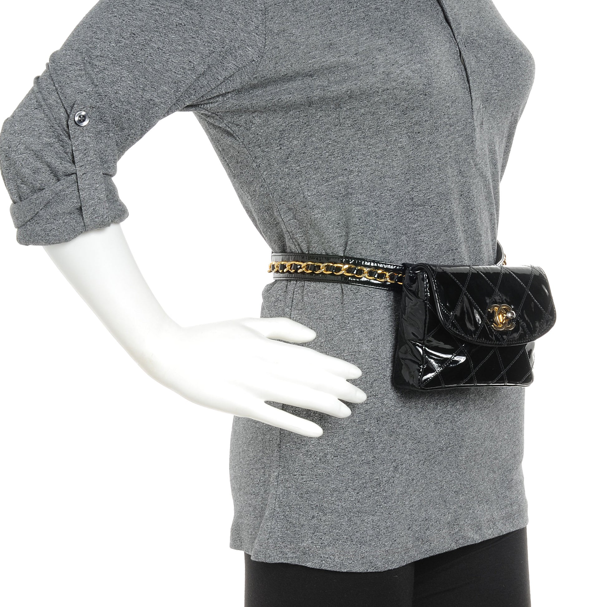 Chanel Patent Flap Waist Belt Bag Black 2 of 7