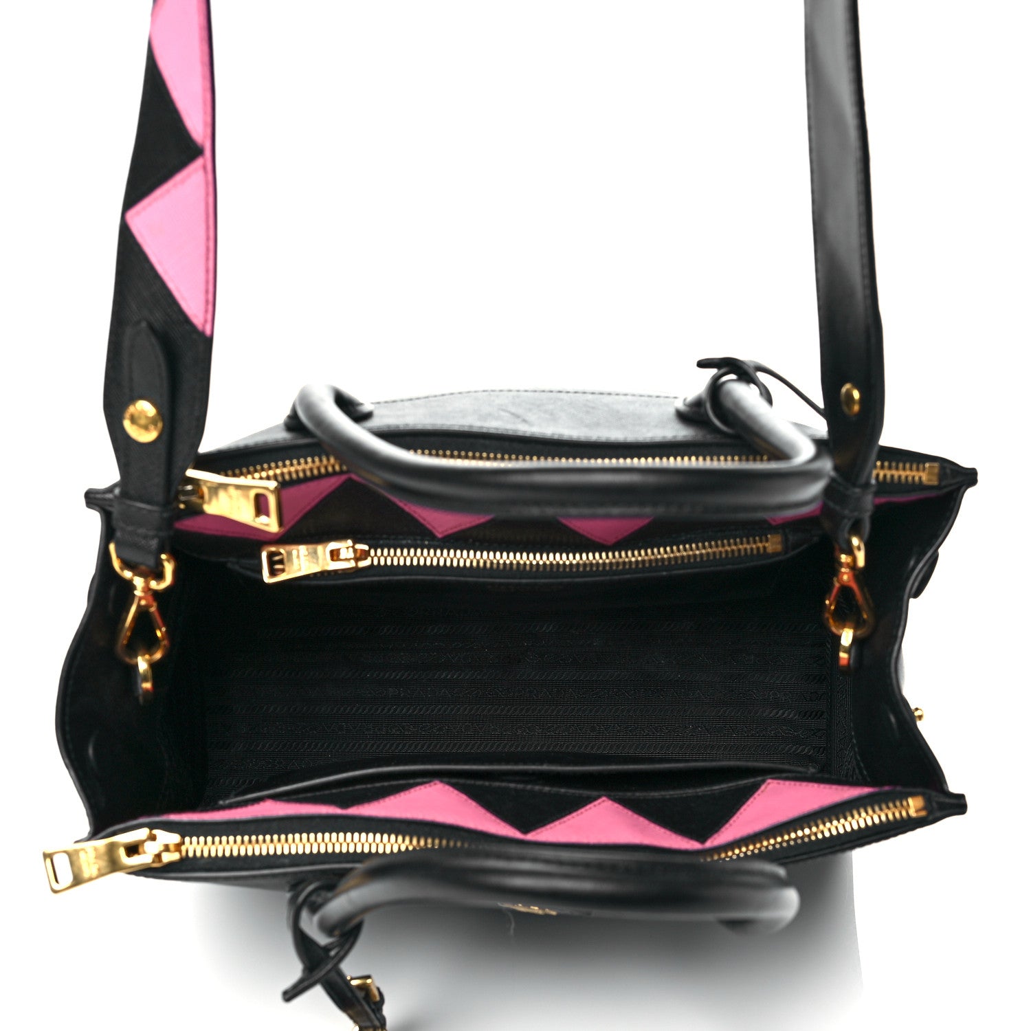 Prada Saffiano City Calfskin Greche Paradigme Bag Black Begonia 4 of 8