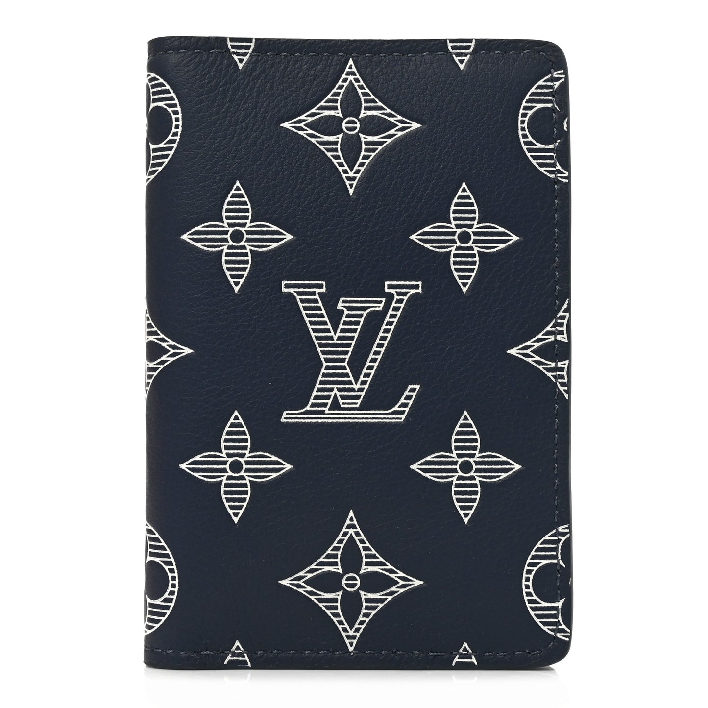 Calfskin Monogram Shadow Pocket Organizer Navy Blue White