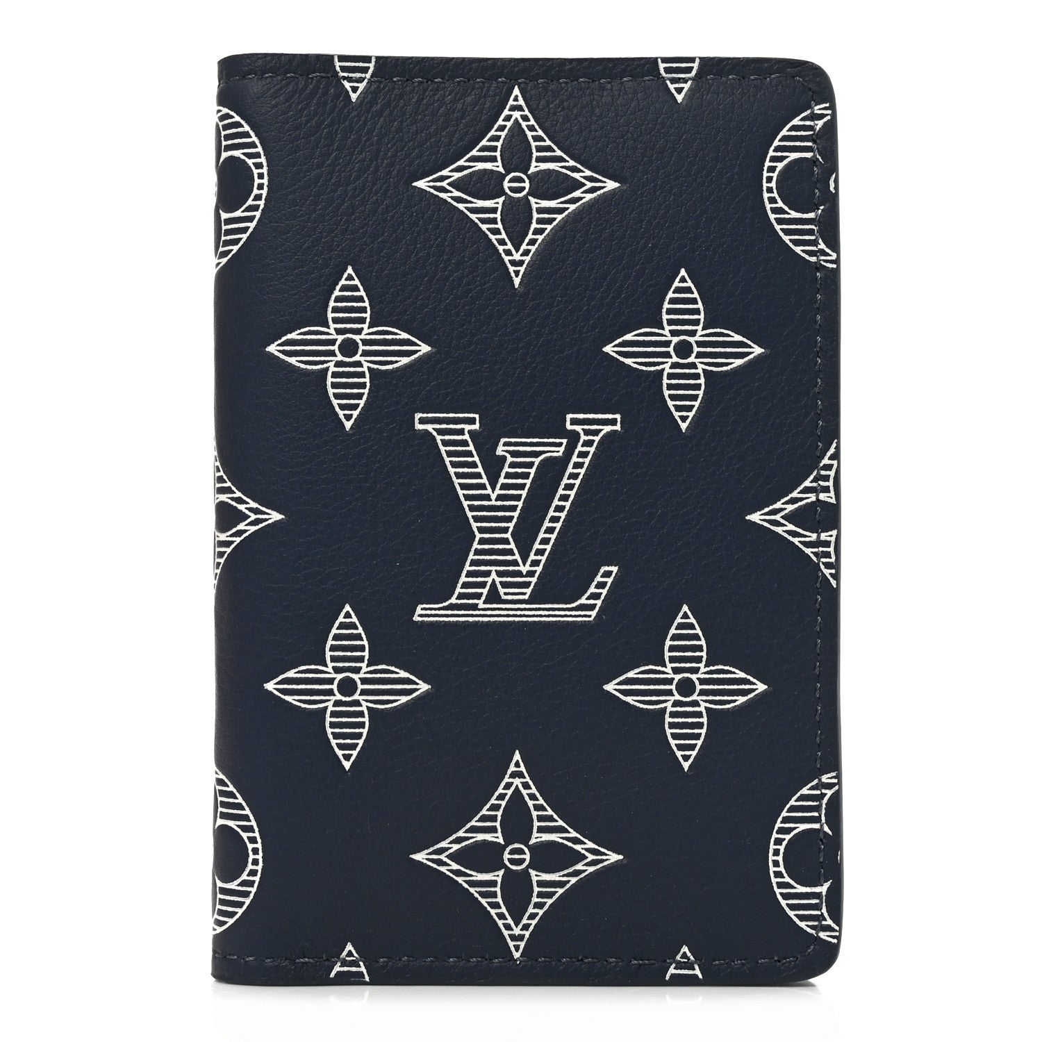 Louis Vuitton Calfskin Monogram Shadow Pocket Organizer Navy Blue White 1 of 7