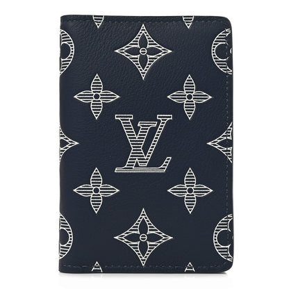 Louis Vuitton Calfskin Monogram Shadow Pocket Organizer Navy Blue White 1 of 7