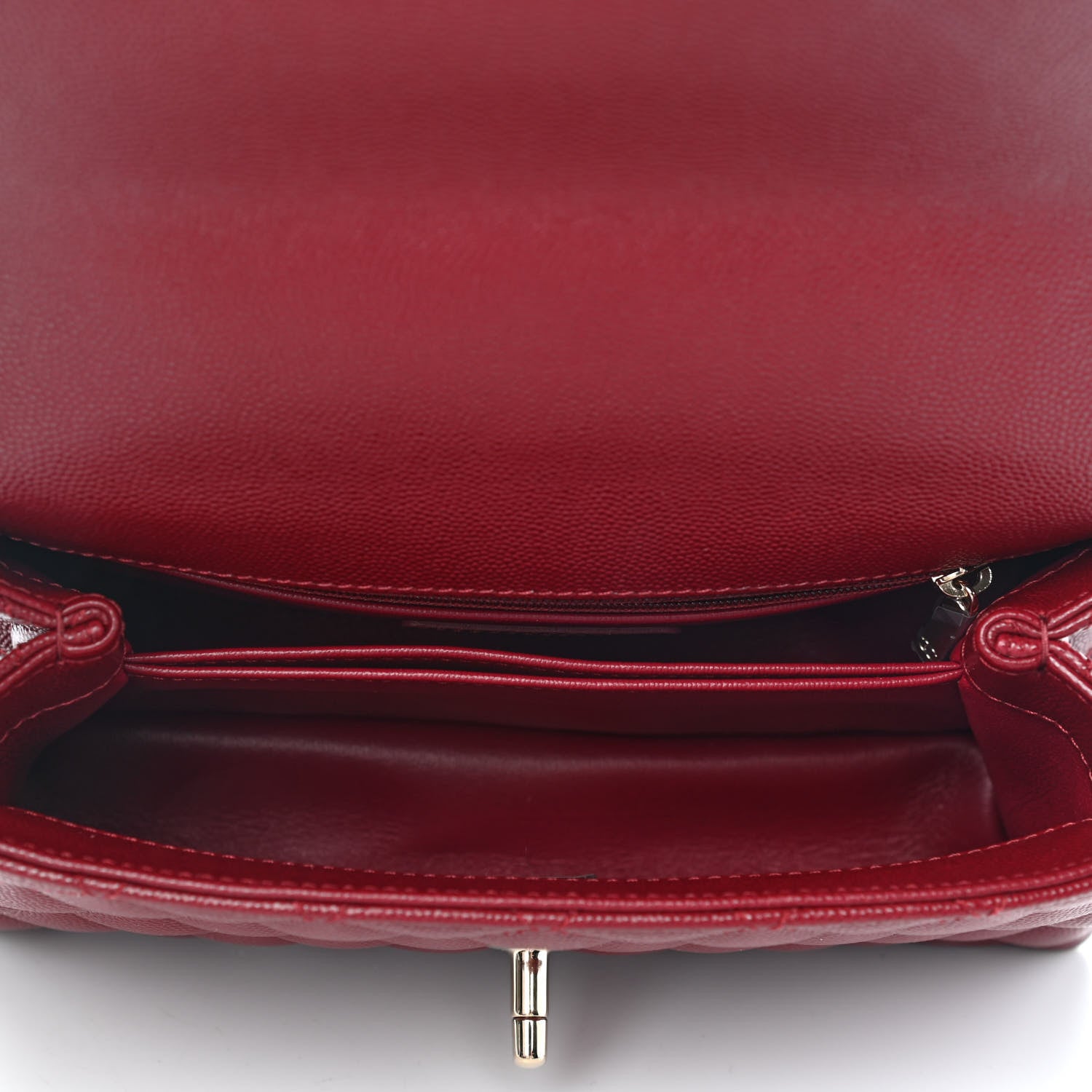 Chanel Caviar Lizard Embossed Quilted Mini Coco Handle Flap Burgundy 5 of 9