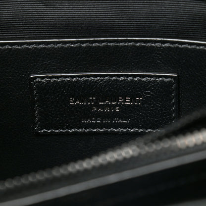 Saint Laurent Sheepskin Matelasse Chevron Monogram Monochrome Medium College Bag Black 6 of 9