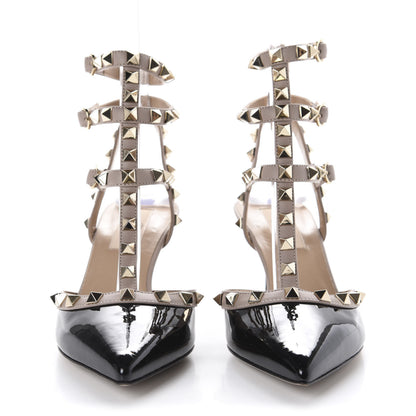 Valentino Garavani Patent Nappa Rockstud Ankle Strap 65mm Pumps 36.5 Black Poudre 2 of 10