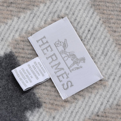 Hermes Wool Cashmere Avalon Bayadere Blanket Galet Ecru 4 of 4