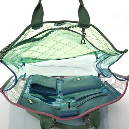 Chanel Lambskin PVC Quilted Large Coco Splash Shopping Bag Blue Green 5 of 11