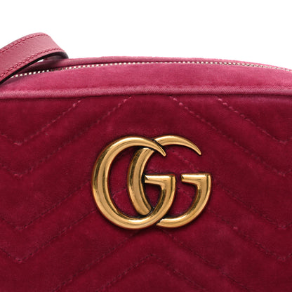 Gucci Velvet Matelasse Small GG Marmont Chain Shoulder Bag Light Raspberry Rose 8 of 10