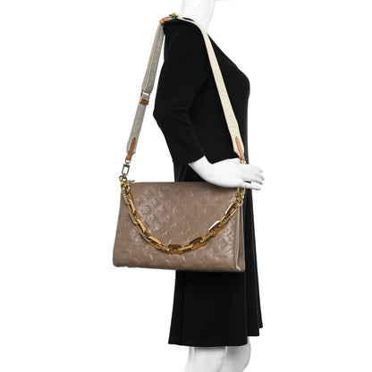 Louis Vuitton Lambskin Embossed Monogram Coussin MM Taupe 2 of 14