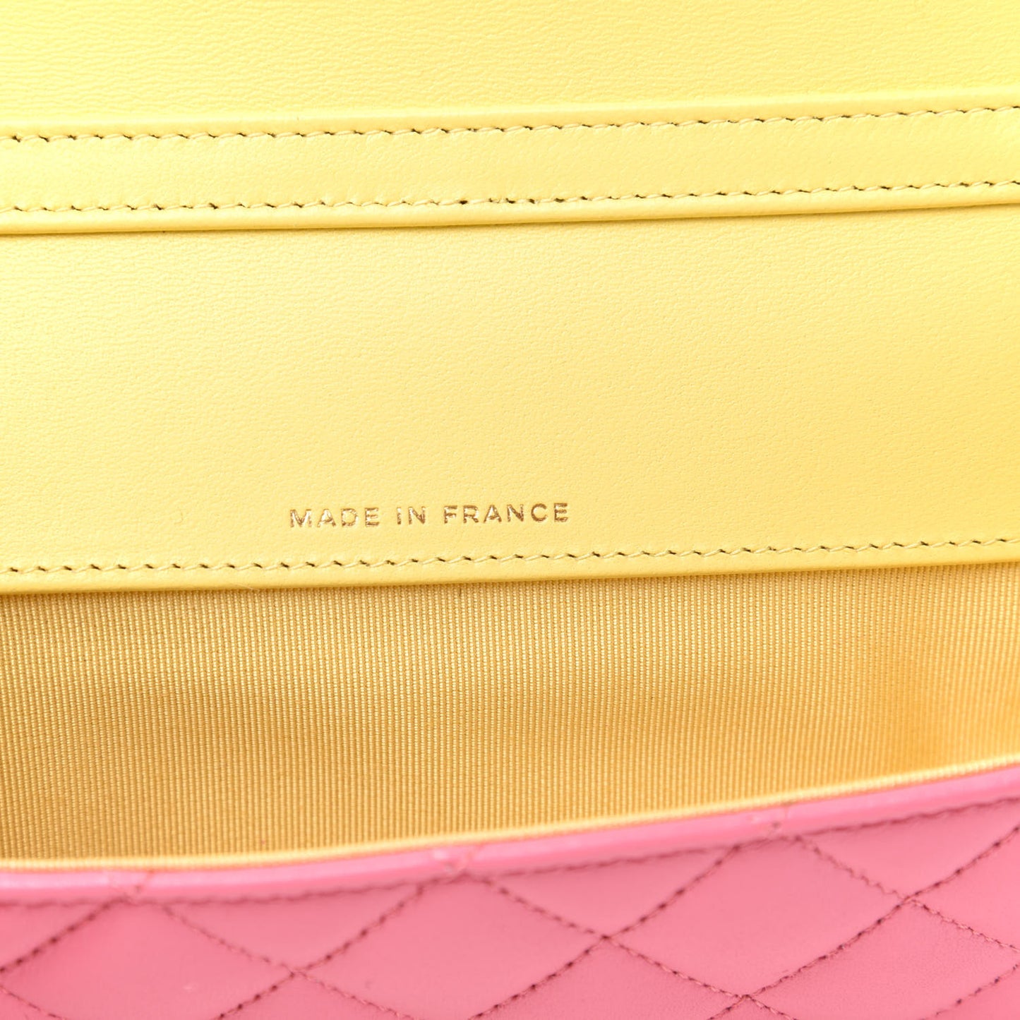 Lambskin Quilted Glasses Case With Chain Pink Yellow