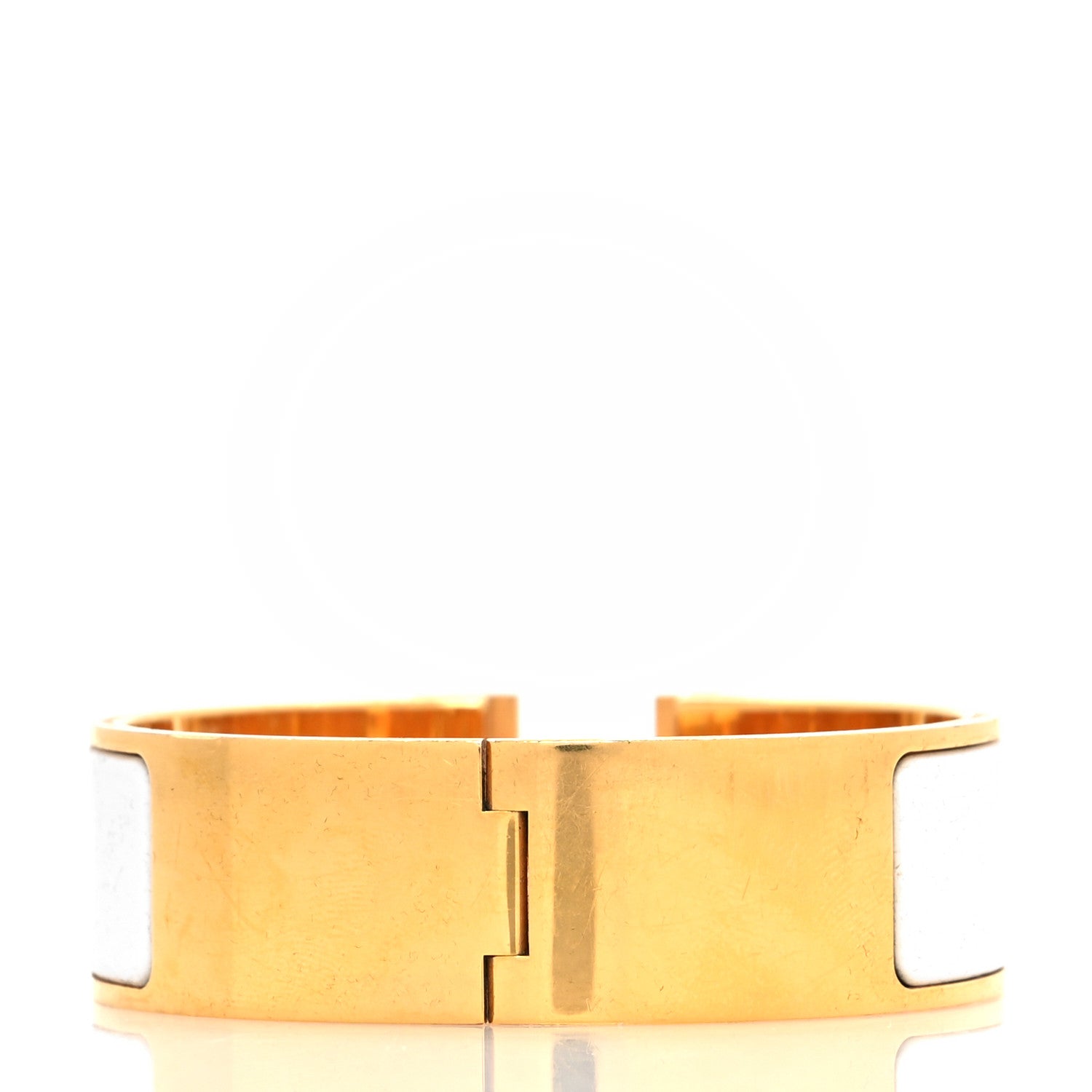 Hermes Enamel Wide Clic Clac H Bracelet GM White 3 of 5