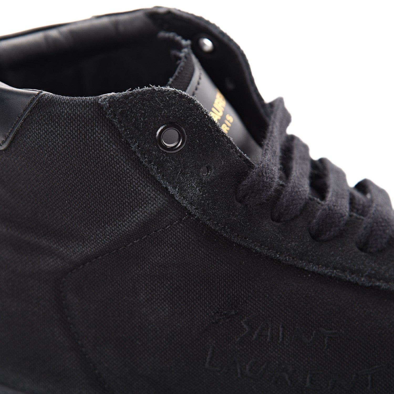 Saint Laurent Distressed Canvas Mens Classic Court High Top Sneakers 42 Black 10 of 11