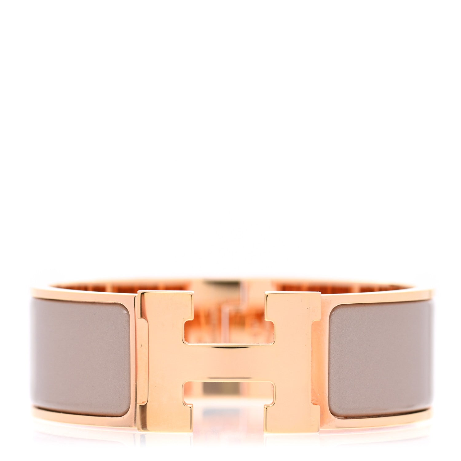Hermes Enamel Wide Clic Clac H Bracelet Marron Glace 1 of 5