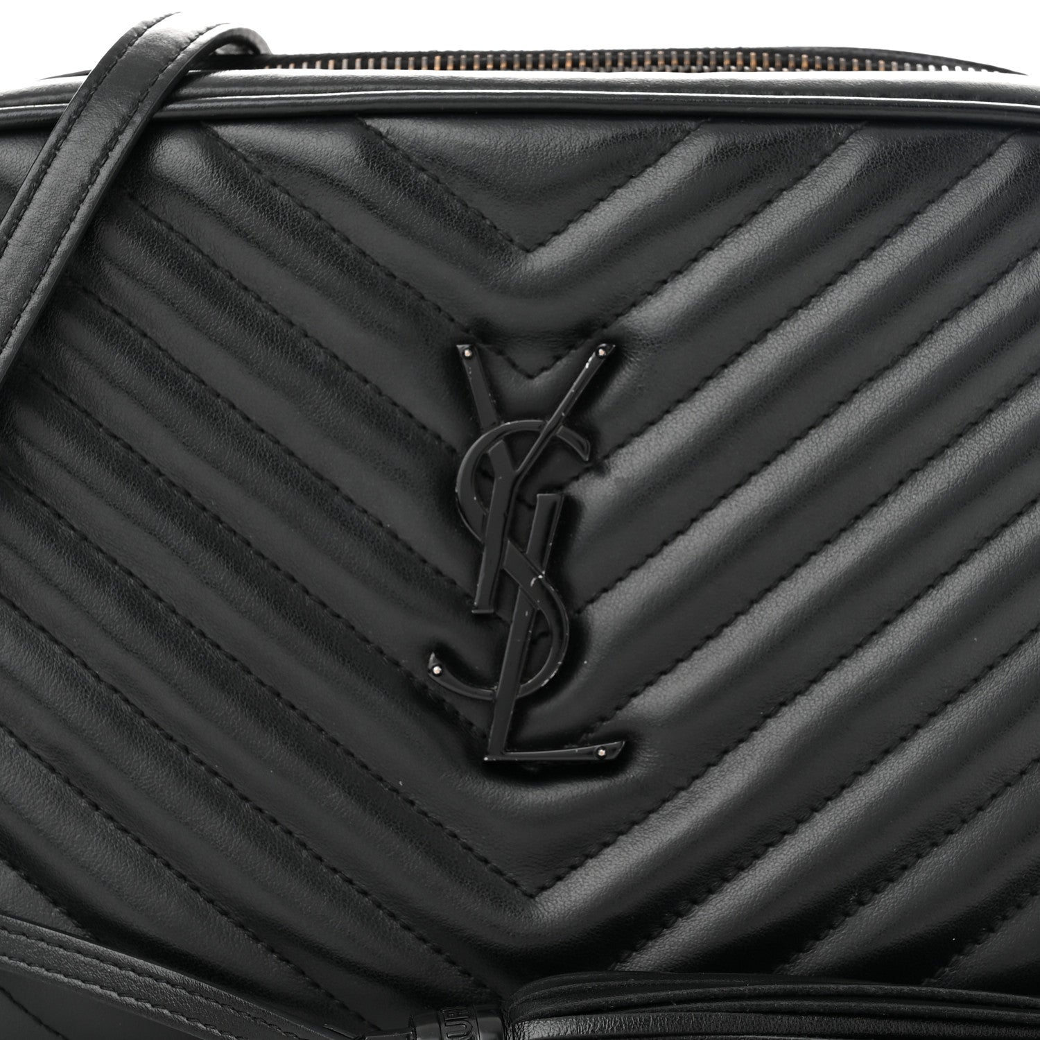 Saint Laurent Calfskin Matelasse Monogram Monochrome Lou Camera Bag Black 8 of 12