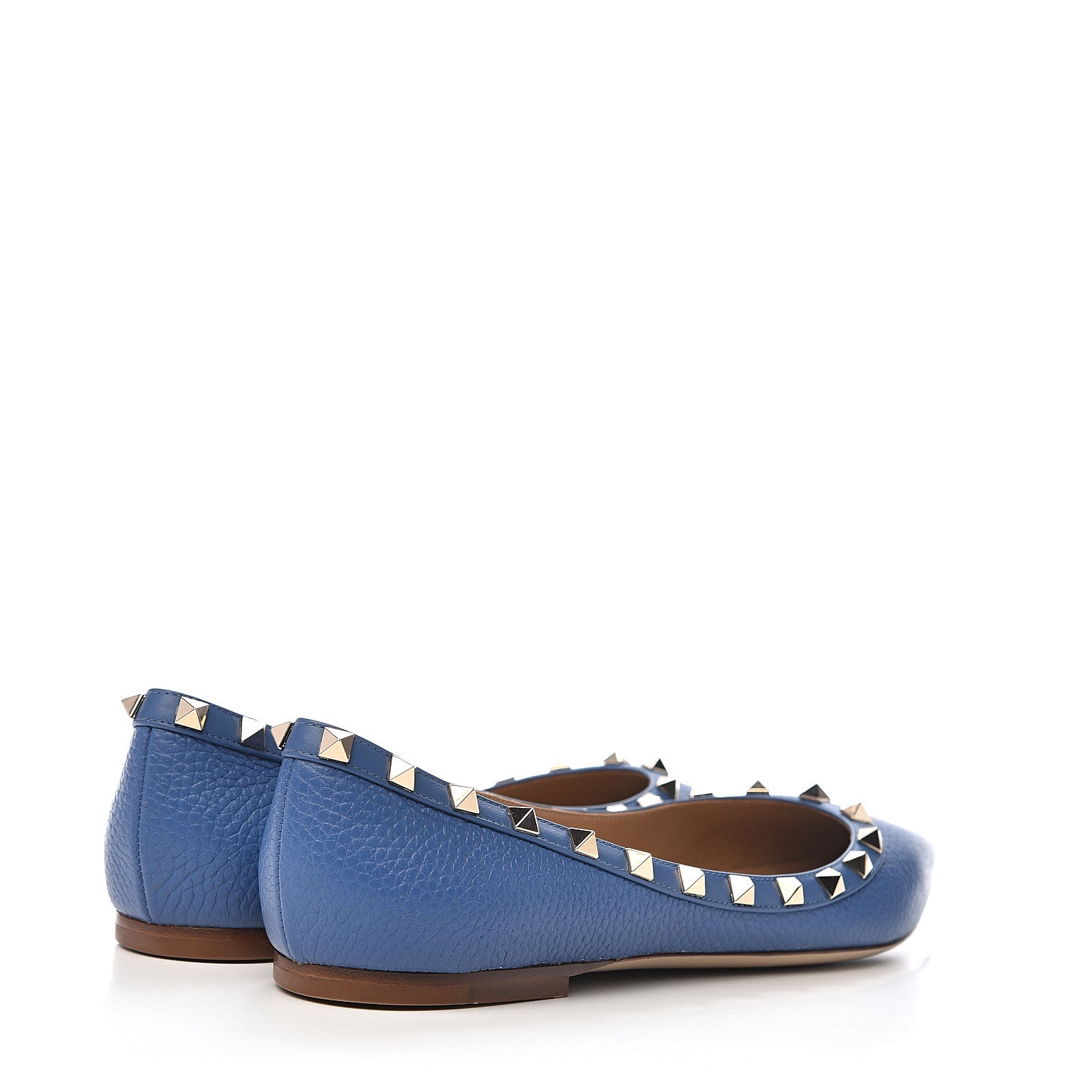Valentino Garavani Pebbled Calfskin Rockstud Ballerina Flats 40 Baltique 4 of 13