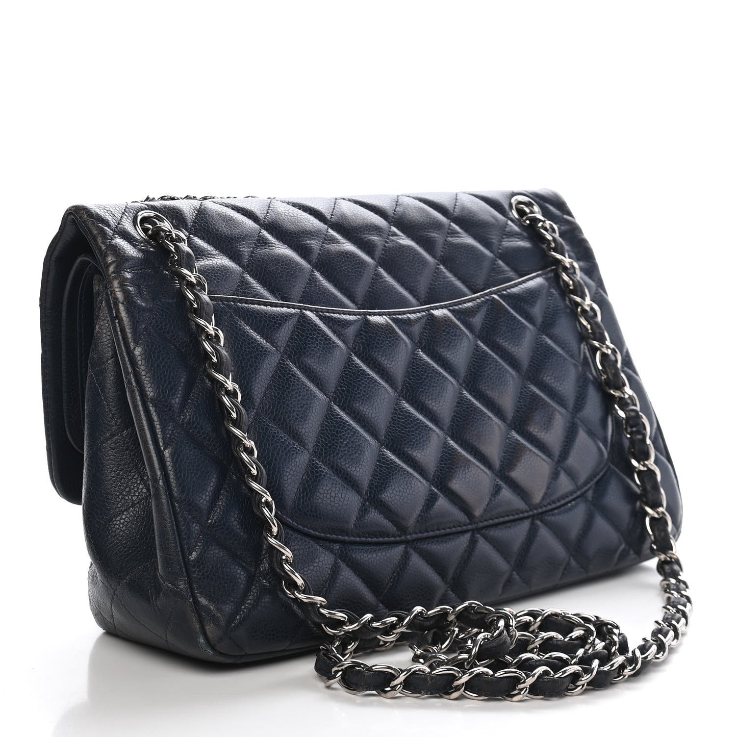 Caviar Quilted Jumbo Double Flap Navy