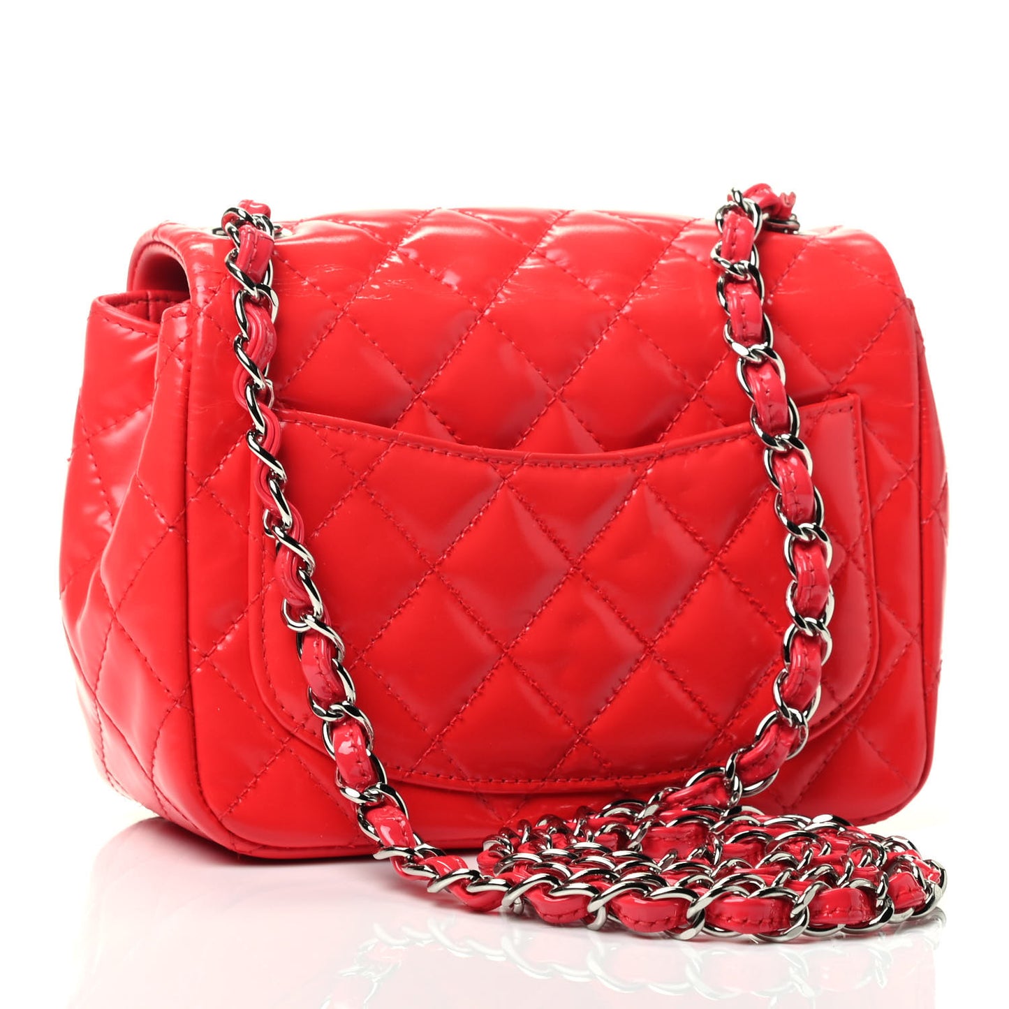 Patent Quilted Mini Square Flap Red