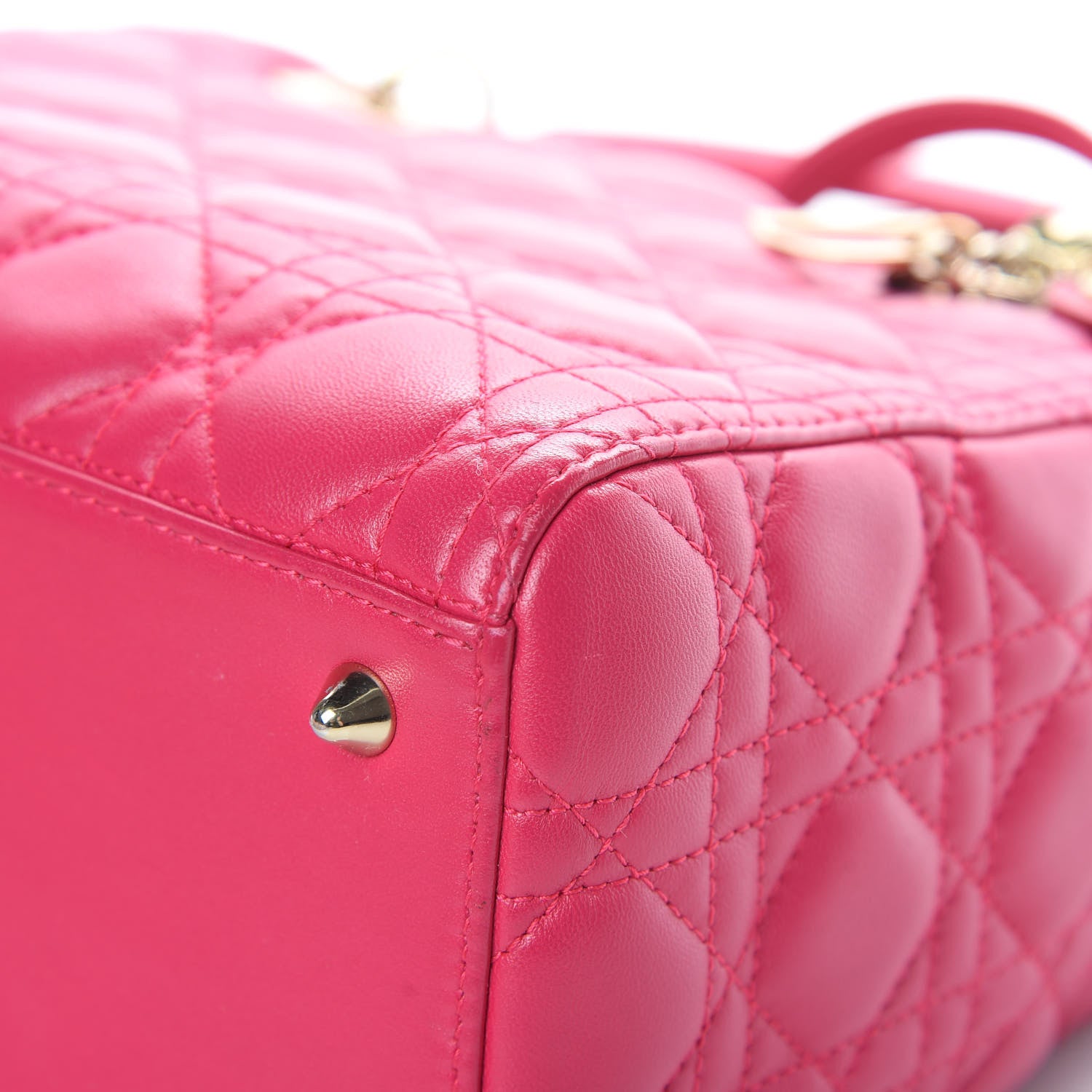 Christian Dior Lambskin Cannage Medium Lady Dior Fuchsia 10 of 17