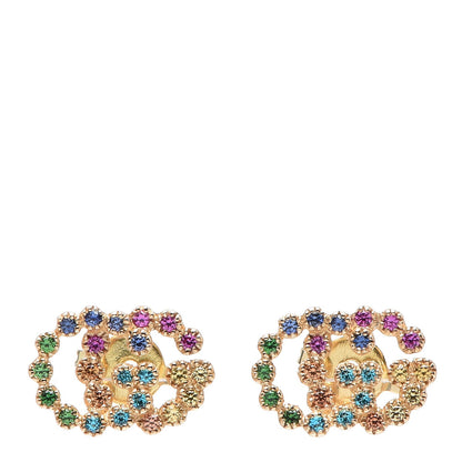 Gucci 18K Yellow Gold Sapphire Topaz Tsavorite Citrine Running G Stud Earrings 1 of 4