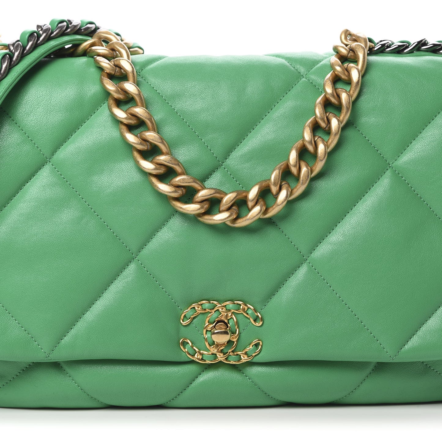 Goatskin Quilted Maxi 19 Flap Green