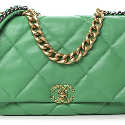 Chanel Goatskin Quilted Maxi 19 Flap Green 8 of 11