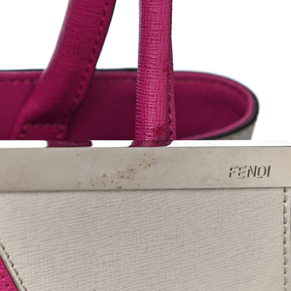 Fendi Vitello Elite Triangle Inlay Petite 2Jours Tote Magenta 12 of 12