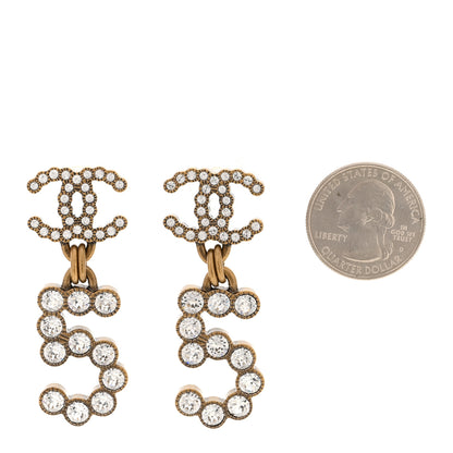 Chanel Metal Crystal City of Lights No 5 Drop Earrings Gold 2 of 5