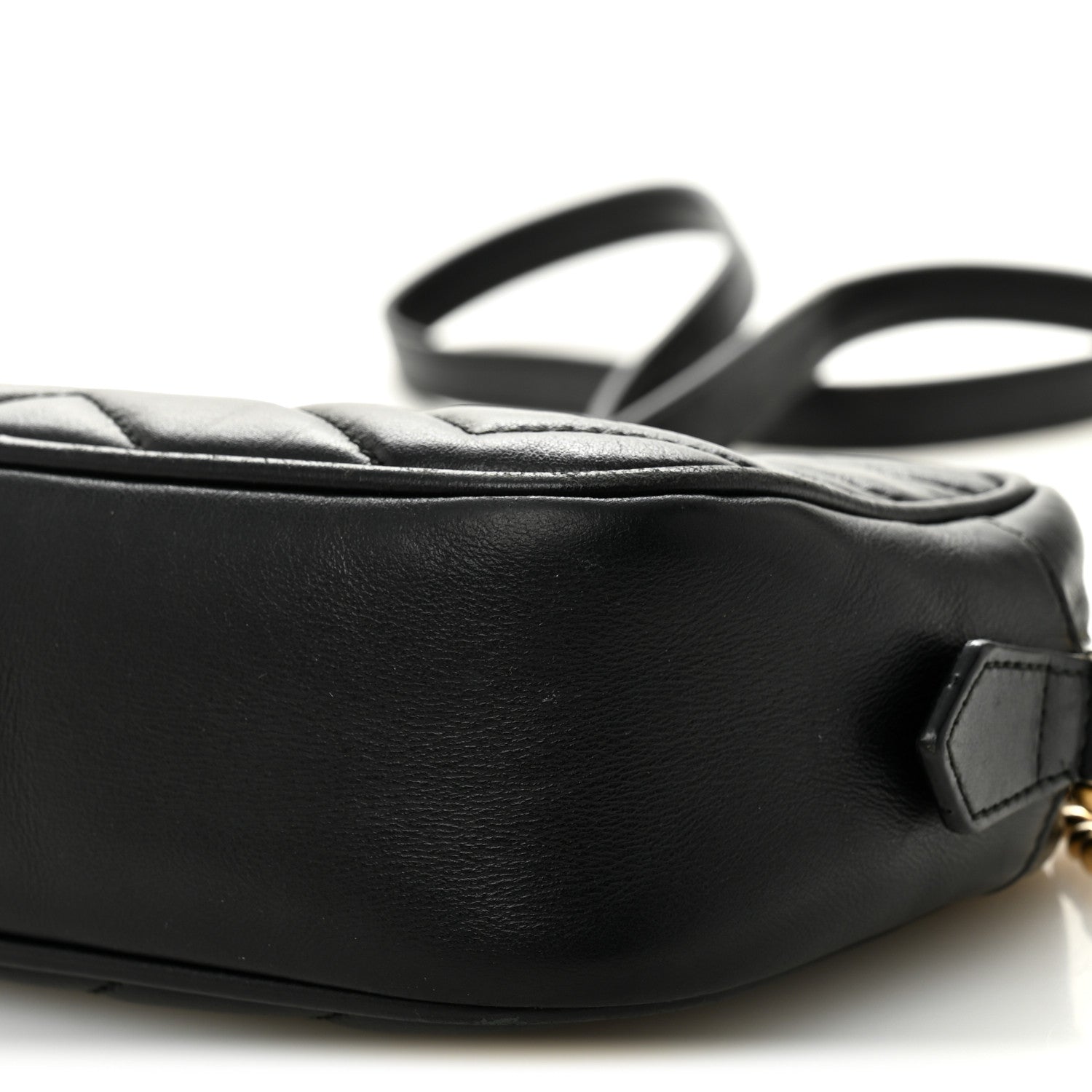 Gucci Calfskin Matelasse Mini GG Marmont Chain Shoulder Bag Black 10 of 12