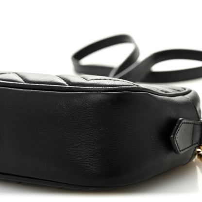 Gucci Calfskin Matelasse Mini GG Marmont Chain Shoulder Bag Black 10 of 12