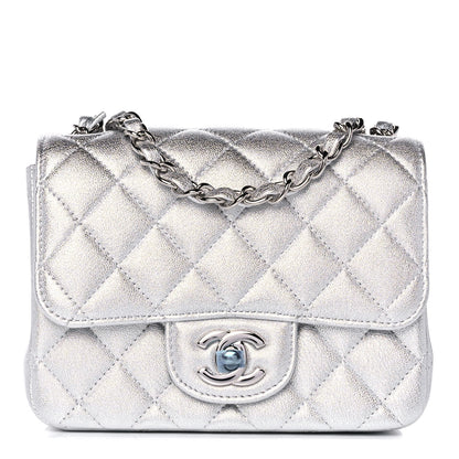 Chanel Metallic Lambskin Quilted Mini Square Flap Silver 1 of 10